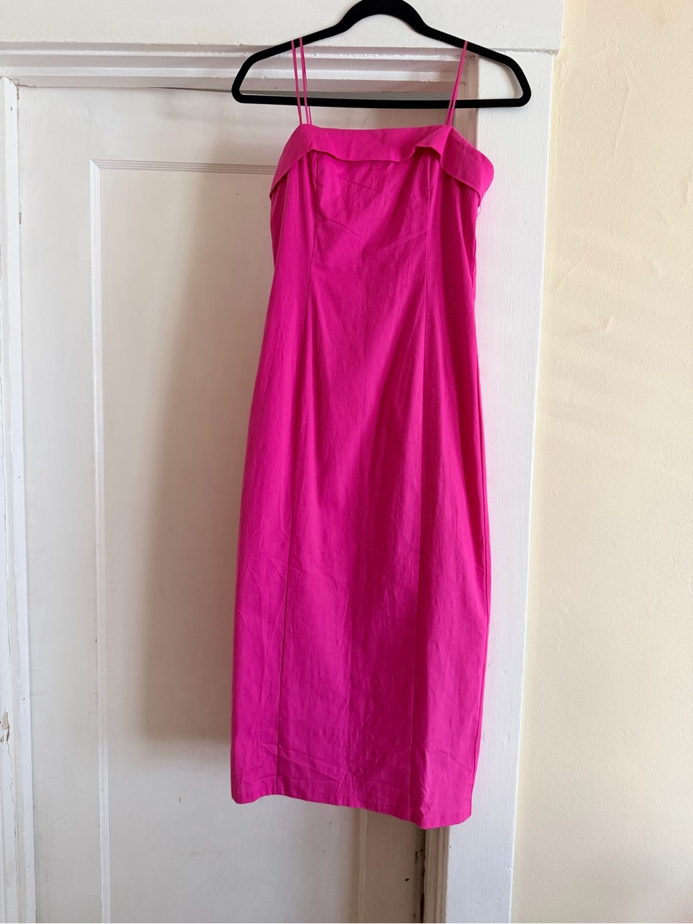 NWT Idem Ditto Hot Pink Linen Strapless Midi Dress Size M